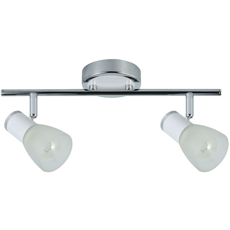 Akunadecor Cholo Applique de salle de bains à deux lumières blanc/chrome De Akunadecor Cholo Applique de salle de bains à deux lumières blanc/chrome De