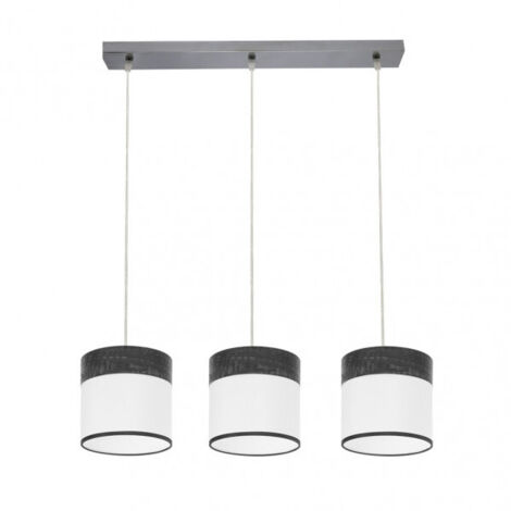 Regleta Cloe 3xe27 Cromo/blanca-madera Negra Regx60x16 cm