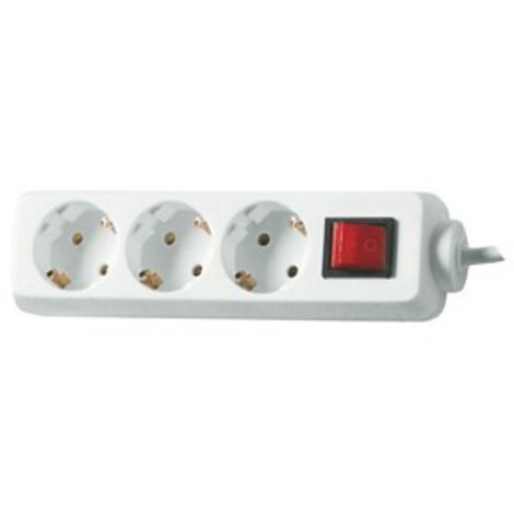 Regleta con 3 ramaments con interruptor- 1,4 m - blanco (por 20)
