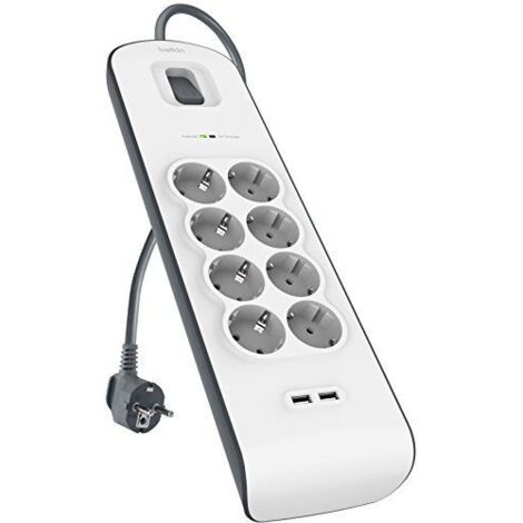 REGLETA CON 8 ENCHUFES Y 2 USB