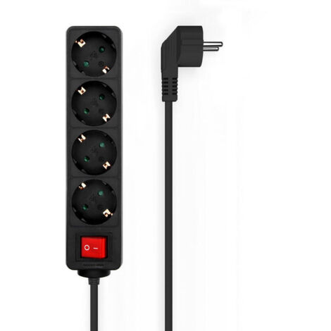 Regleta con Interruptor Aisens A154-0650/ 4 Tomas de Corriente/ Negro