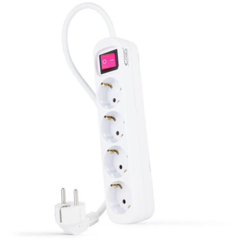 Regleta con Interruptor Nanocable 10.37.0004/ 4 Tomas de Corriente/ Cable 1.4m/ Blanca