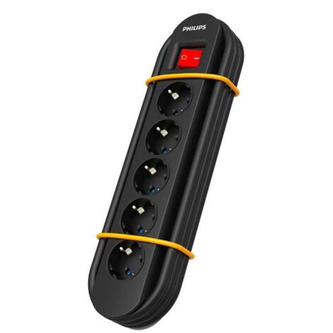Regleta con Interruptor Philips SPN5050BA/39/ 5 Tomas de Corriente/ Cable 2m/ Negra