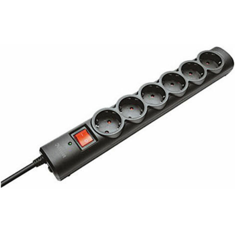 Regleta con interruptor Trust 21059/ 6 Tomas de corriente/ Cable 1.8m/ Negra