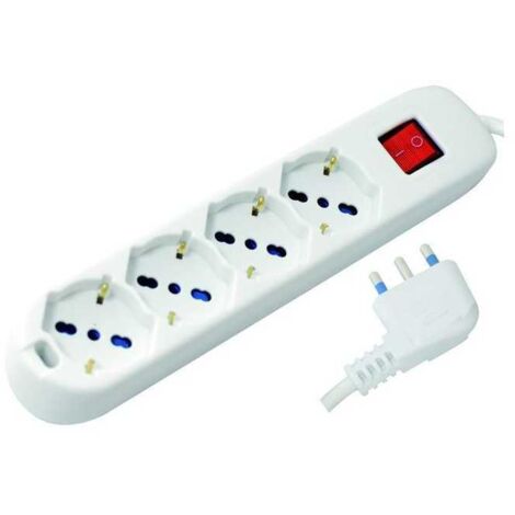 Regleta de 4 Tomas Vigor Schuko/Bipasso Internacional Blanco 16A