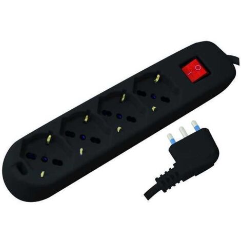 Regleta de 4 Tomas Vigor Schuko/Bipasso Internacional Negra 16A