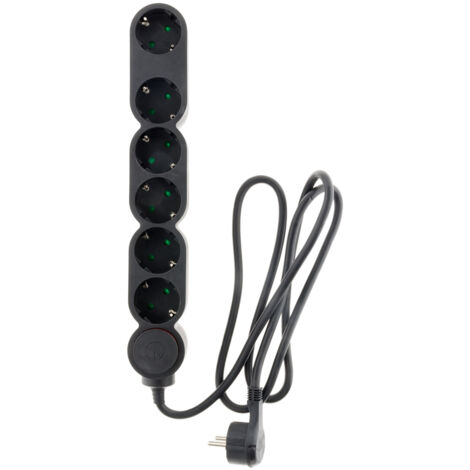 BeMatik Regleta de enchufes IP44 para Exterior 3 schuko 16A 250V con Interruptor y Cable de 1.5m