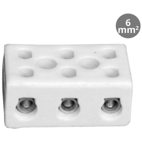 Regleta de conexión. cerámica de 3 polos 6mm2 10A.