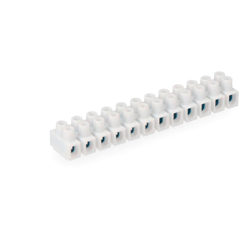 Regleta de conexión de 2.5 mm a 4 mm, 12 conectores, homologada, blanca