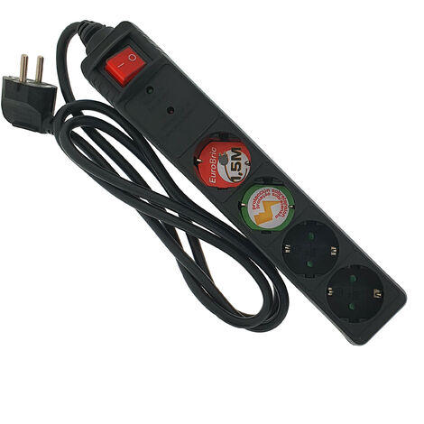 color negro Garza Regleta de enchufes múltiples de 4 tomas e interruptor ladrón de enchufes con cable de 3 metros