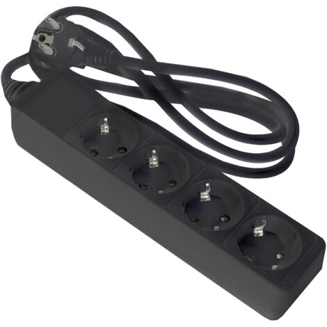 Regleta de enchufe negra onlex t/t cable 1,5 mts 4 tomas
