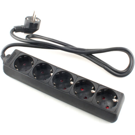 Regleta de enchufe negra onlex t/t cable 1,5 mts 5 tomas