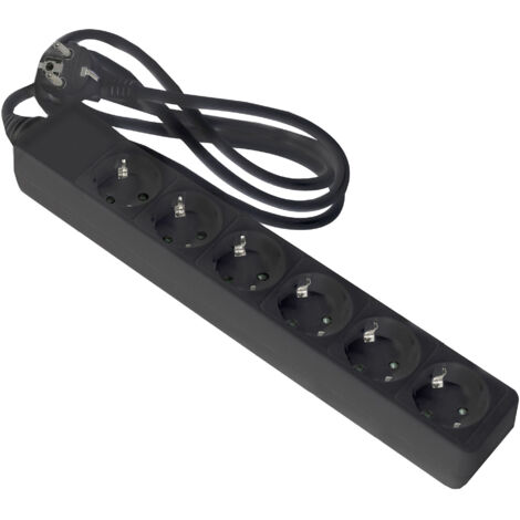 Regleta de enchufe negra onlex t/t cable 1,5 mts 6 tomas