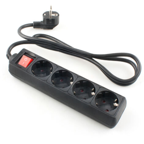 Regleta de enchufe negra onlex t/t interruptor cable 1,5 mts 4 tomas