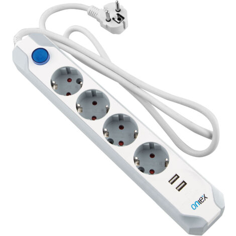 Regleta de enchufe onlex pro 4 tomas + 2usb interruptor 1,5 mts