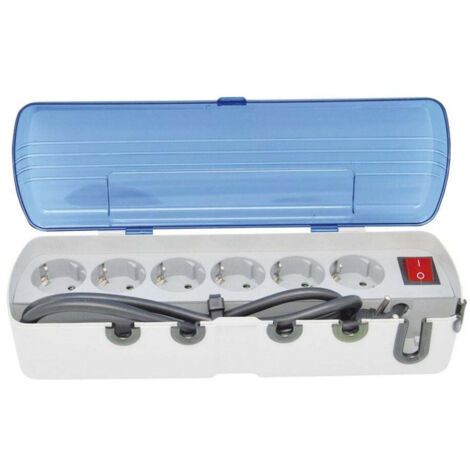 Regleta de Enchufes con 6 Tomas, Tapa, Interruptor Luminoso y Cable 3x1,5mm