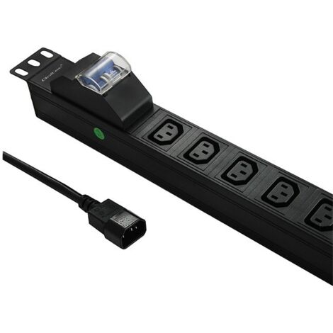 Regleta de enchufes con protección contra sobretensiones CB para armario de rack de 19", 1U, 10 A, PDU, 8 conectores IEC C13, 2 m