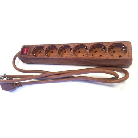Regleta de enchufes Nogal (6 tomas + interruptor)