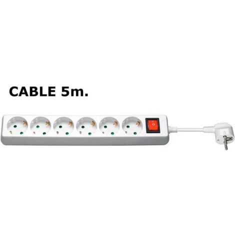 Regleta de enchufes Schuko MicroConnect de 6 vías y 5 m, color blanco