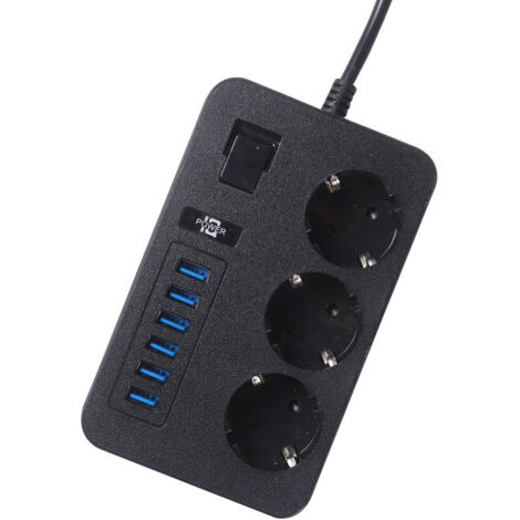 Regleta de enchufes UE con extensión USB, protección contra sobrecargas, para redes domésticas inteligentes