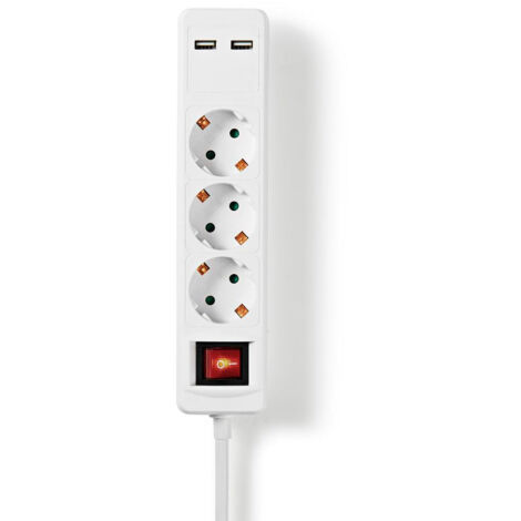 Regleta de Nedis  3 Tomas Schuko  2x Usb  15