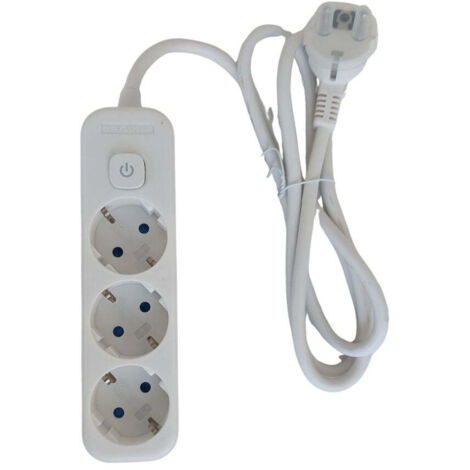 Regleta de Superficie 3 Enchufes con Interruptor y Cable 3 m – Blanco