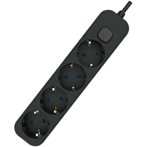 Regleta de Superficie 4 Enchufes con Interruptor y Cable 1,5 m – Blanco o Negro
