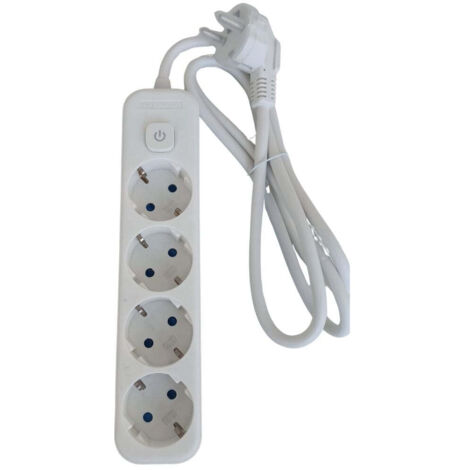Regleta de Superficie 4 Enchufes con Interruptor y Cable 3 m – Blanco
