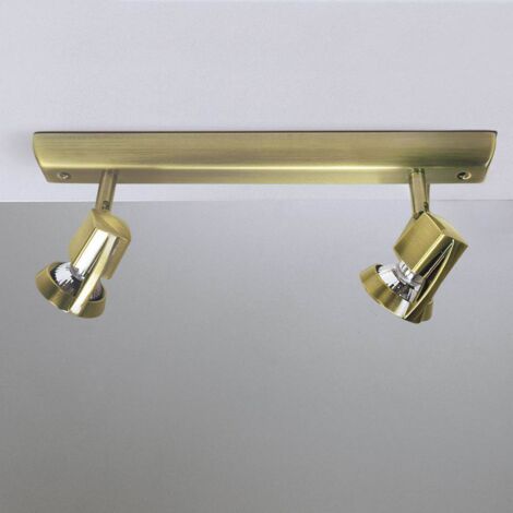 Regleta de techo “Arco” de tres focos orientables (2xGU10) IP20 fabricado en acero y zamak color cuero