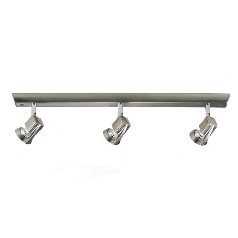 Regleta de techo “Arco” de tres focos orientables (3xGU10) IP20 fabricado en acero y zamak color níquel satinado