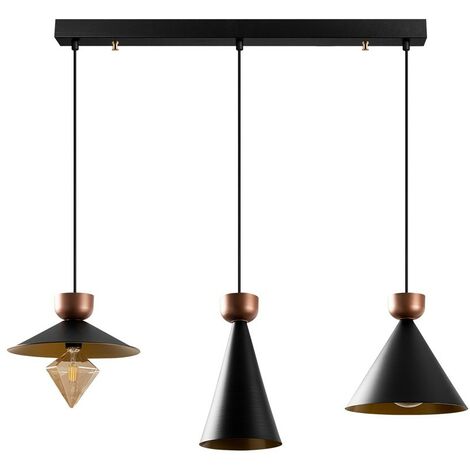 Regleta de techo Momo Mix Negro/Cobre (3 luces)
