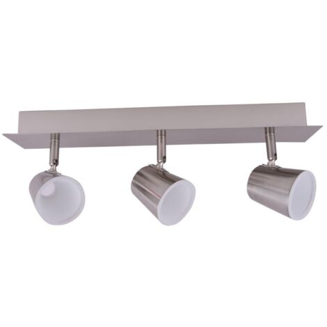 Regleta de tres focos LED "Ice" (15W 4000K 960lm) IP20 fabricado en aluminio y acrílico color níquel
