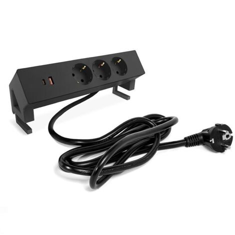 REGLETA DEKS 3TT+USB A/C NEGRO MATE / BLANCO