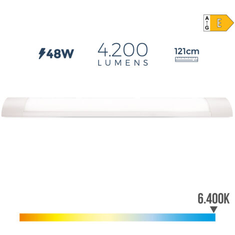Regleta electronica led 48w 6500k luz fria 4200lm 121,3x3,1x12cm edm