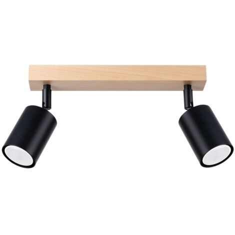 Regleta Elluae negro, 2 luces