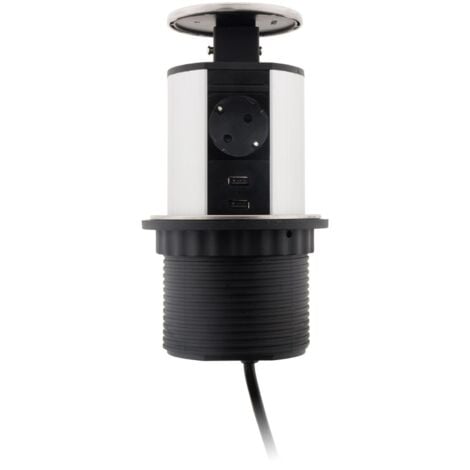 Regleta empotrable compacta - ø100mm 3 1tomas 16A + 2 USB - Otio