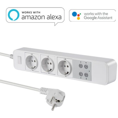 Regleta enchufe 3 tomas controladas por Wifi. Compatible con Amazon alexa y Google home