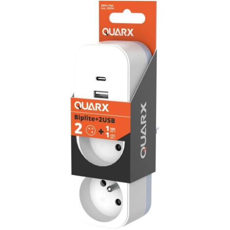 Regleta Enchufes 2 Tomas con Interruptor QUARX 3680 W