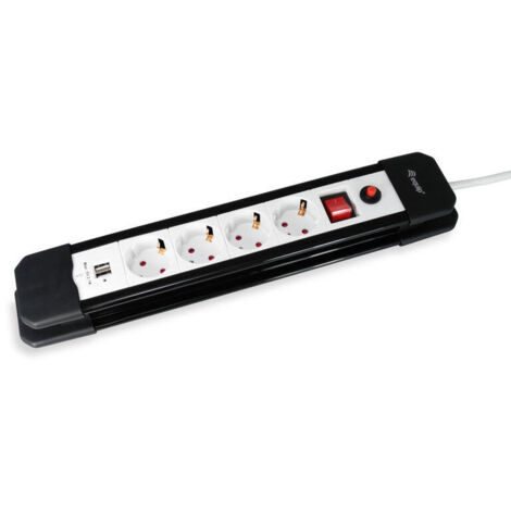 REGLETA EQUIP CON 4 TOMAS CABLE DE RED DE 1.5 METROS  + 2 PUERTOS USB Y BOTON DE APAGADO ENCENDIDO