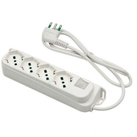 Regleta Fanton con interruptor y 6 salidas, enchufe 2P+T 16A, color blanco.