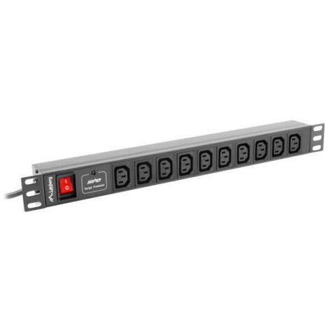 REGLETA LANBERG 1U 10A RACK 19 10X SOCKET NEGRO 2M