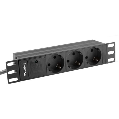 REGLETA LANBERG 1U 16A 3X SCHUKO RACK 10 2M NEGRO