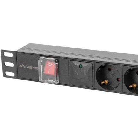 REGLETA LANBERG 1U 16A RACK 19 5X SOCKET SCHUKO NEGRO 2M