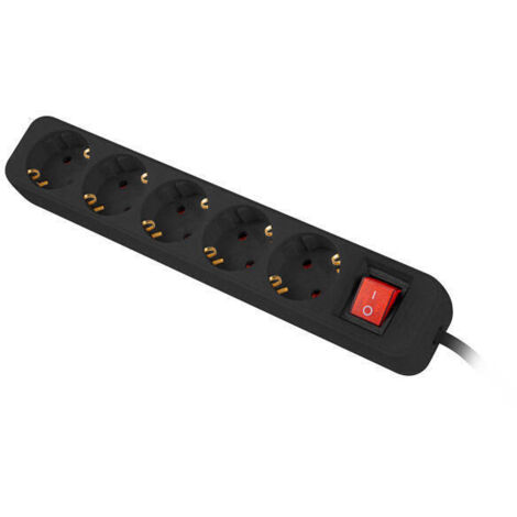 REGLETA LANBERG 5 TOMAS SCHUKO CON PROTECION NEGRA 3M