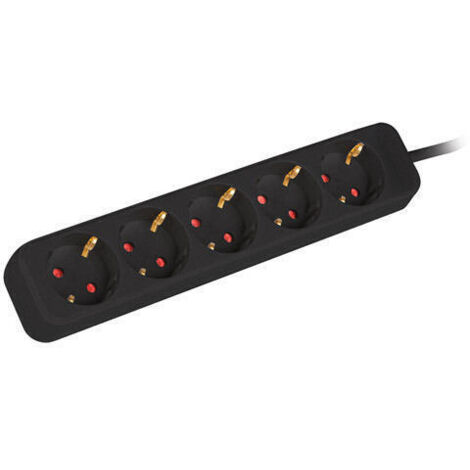 REGLETA LANBERG 5 TOMAS SCHUKO NEGRA 3M