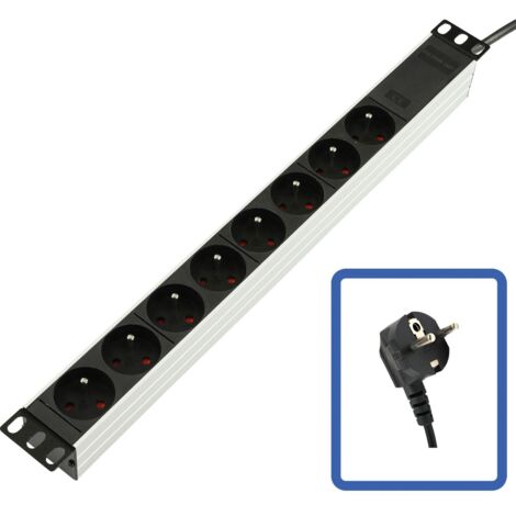 Regleta Lanview de 19", 8 tomas, aluminio, sin interruptor, TUPS032