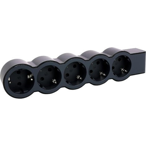REV Smart Regleta de 3 enchufes con Enchufe Plano (8 mm), 2 m, máx. 3680 W,  Color Negro