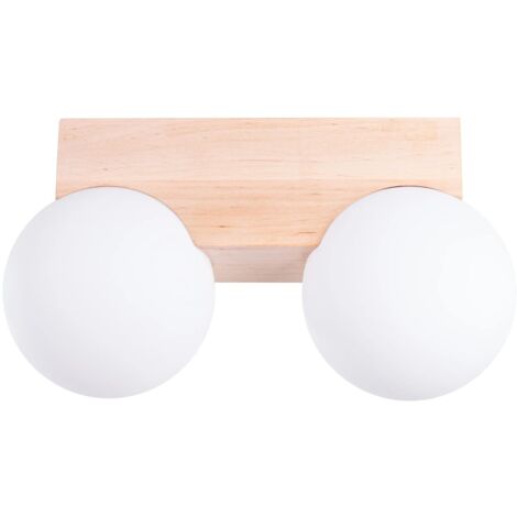 Regleta Liea 2 luces, madera natural