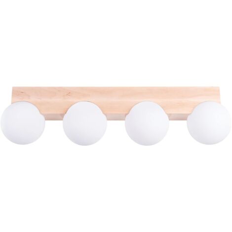 Regleta Liea 4 luces, madera natural