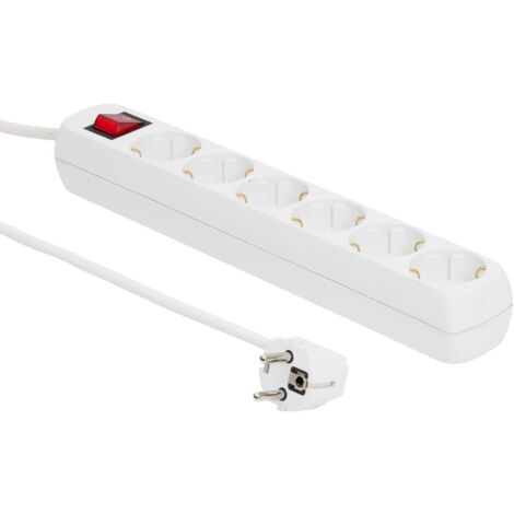 Regleta MicroConnect con 6 enchufes Schuko e interruptor de 1,5 m, color blanco, MC-GRU00615WS